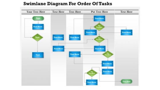 Business Diagram Swimlane Diagram For Order Of Tasks Presentation Template