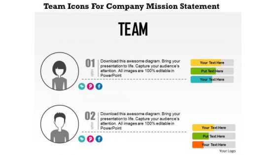 Business Diagram Team Icons For Company Mission Statement Presentation Template
