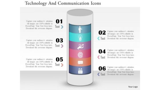 Business Diagram Technology And Communication Icons Presentation Template