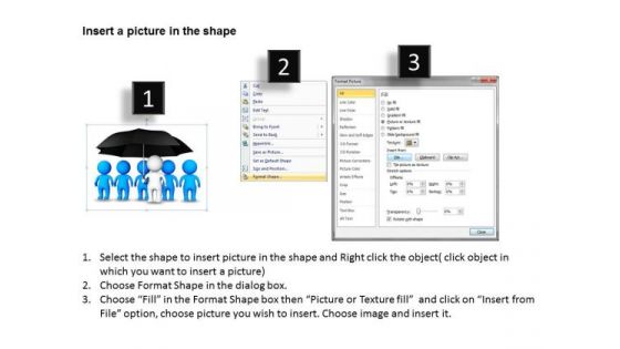 Business Diagram Templates 3d Men Group Of People Under Umbrella PowerPoint Slides
