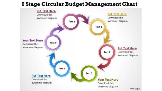 Business Diagram Templates 6 Stage Circular Budget Management Chart PowerPoint