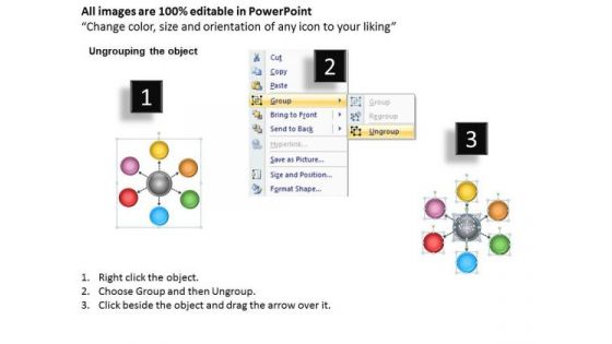 Business Diagram Templates 6 Stages Hub Process PowerPoint