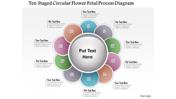Business Diagram Ten Staged Circular Flower Petal Process Diagram Presentation Template
