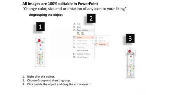 Business Diagram Test Tube With Colored Bubbles For Science Data Presentation Template