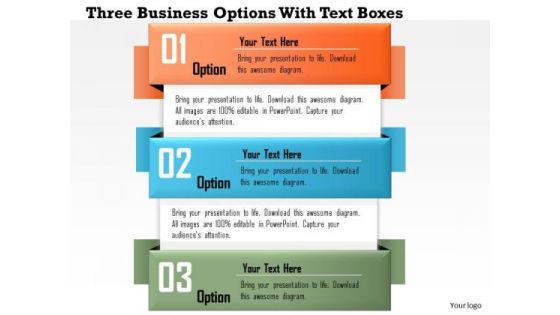 Business Diagram Three Business Options With Text Boxes Presentation Slide Template