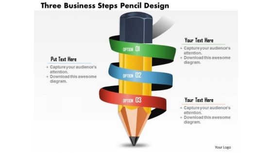 Business Diagram Three Business Steps Pencil Design Presentation Template
