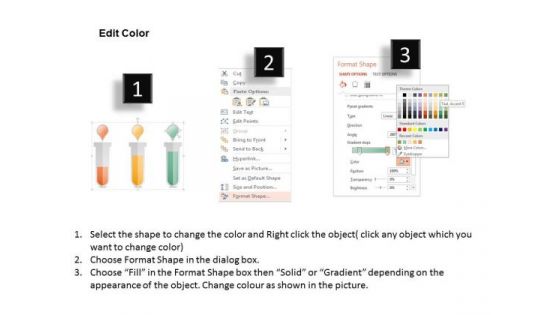 Business Diagram Three Colored Test Tubes For Text Representation Presentation Template
