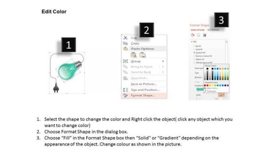 Business Diagram Three Colorful Bulbs For Idea Generation Presentation Template