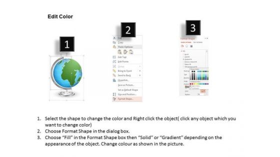 Business Diagram Three Different Areas Map Globes Presentation Template