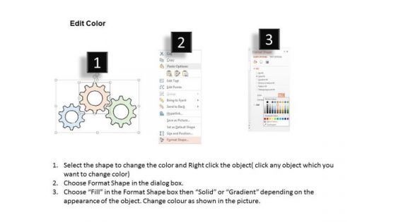 Business Diagram Three Gears In Process Presentation Template