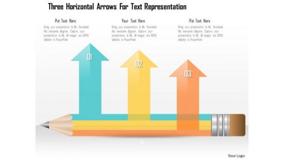 Business Diagram Three Horizontal Arrows For Text Representation Presentation Template