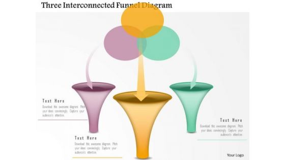 Business Diagram Three Interconnected Funnel Diagram Presentation Template