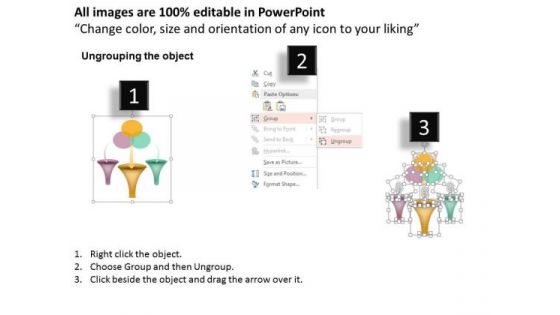 Business Diagram Three Interconnected Funnel Diagram Presentation Template