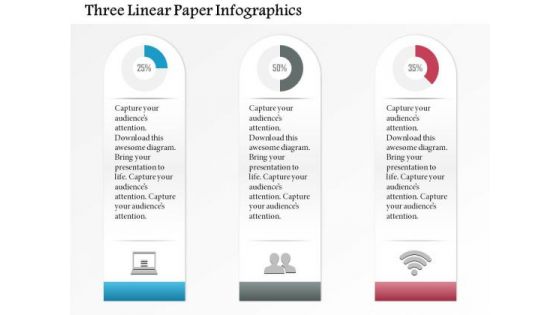 Business Diagram Three Linear Paper Infographics Presentation Template