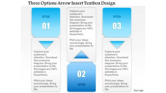 Business Diagram Three Options Arrow Insert Textbox Design Presentation Template