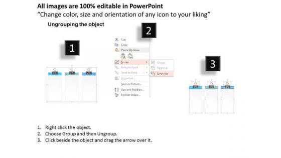 Business Diagram Three Paper Clips For Text Representation Presentation Template