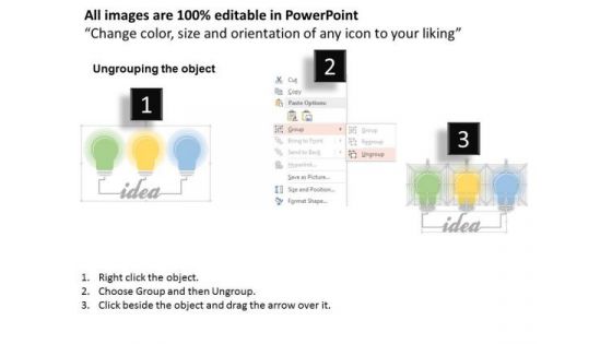 Business Diagram Three Shades Of Idea Bulbs Presentation Template