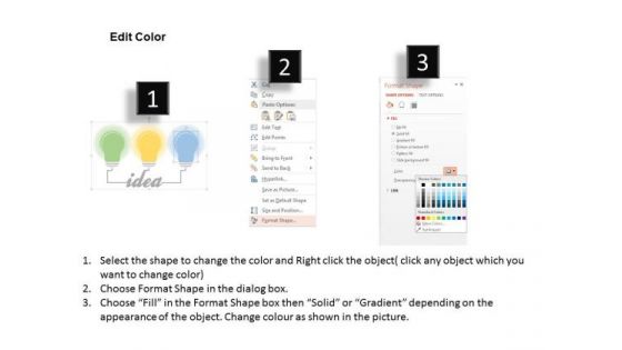 Business Diagram Three Shades Of Idea Bulbs Presentation Template