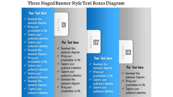 Business Diagram Three Staged Banner Style Text Boxes Diagram Presentation Template