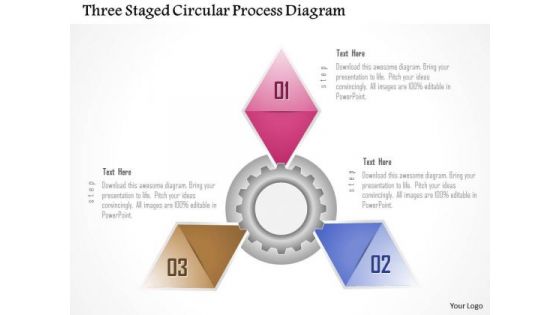 Business Diagram Three Staged Circular Process Diagram Presentation Template
