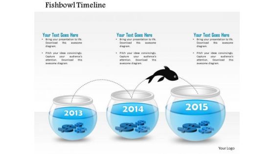 Business Diagram Three Staged Fish Bowl Diagram For 2013 To 2015 Year Text Presentation Template