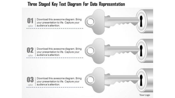 Business Diagram Three Staged Key Text Diagram For Data Representation PowerPoint Template