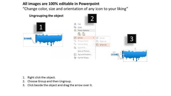 Business Diagram Three Staged Paint Rollers Style Text Boxes PowerPoint Template