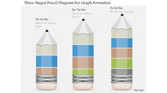Business Diagram Three Staged Pencil Diagram For Graph Formation PowerPoint Slide