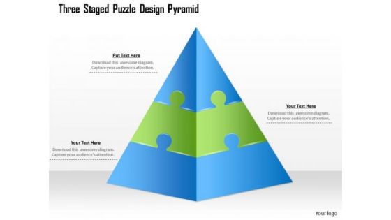 Business Diagram Three Staged Puzzle Design Pyramid Presentation Template