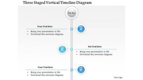 Business Diagram Three Staged Vertical Timeline Diagram Presentation Template