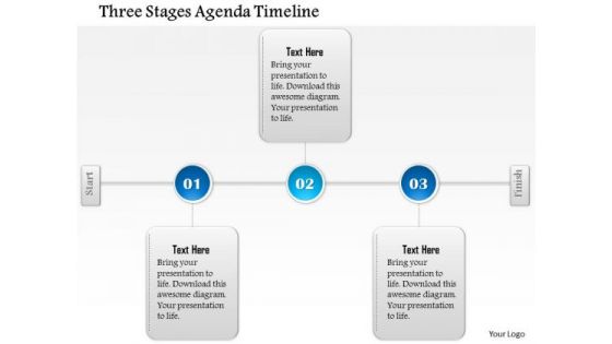 Business Diagram Three Stages Agenda Timeline Presentation Template