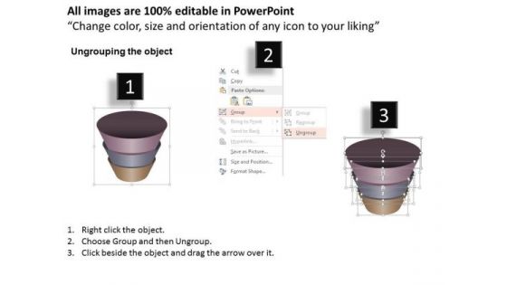 Business Diagram Three Stages Disk Funnel Presentation Template