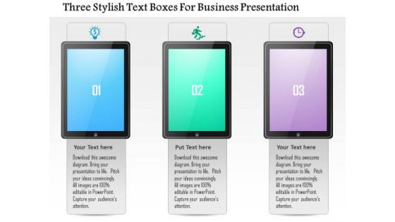 Business Diagram Three Stylish Text Boxes For Business Presentation Presentation Template