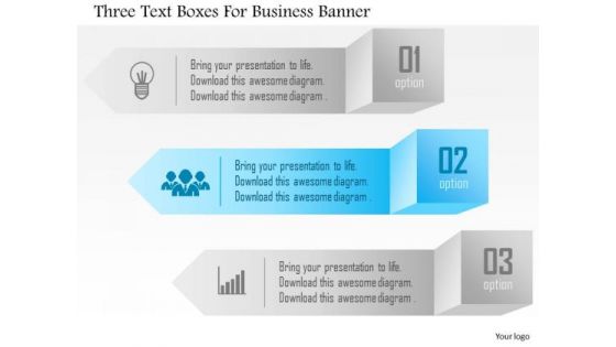 Business Diagram Three Text Boxes For Business Banner Presentation Template