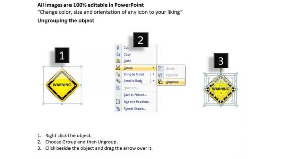 Business Diagram Three Warning Signboards For Danger Safety Presentation Template
