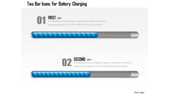 Business Diagram Two Bar Icons For Battery Charging Presentation Template
