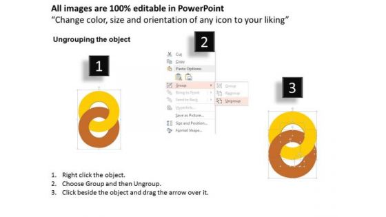 Business Diagram Two Circular Disk Inter Mingled Together Presentation Template