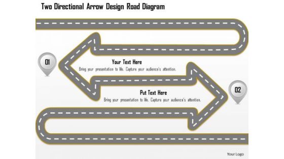 Business Diagram Two Directional Arrow Design Road Diagram Presentation Template