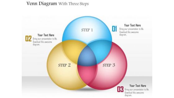 Business Diagram Venn Diagram With Three Steps Presentation Template