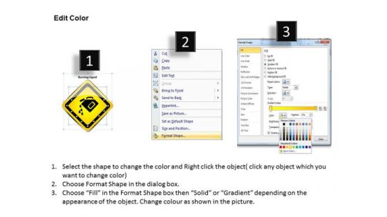 Business Diagram Warning Sign Board For Burning Liquid Presentation Template