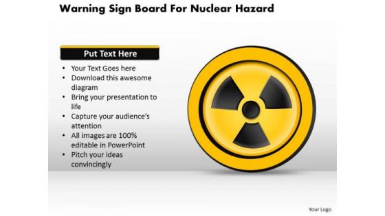 Business Diagram Warning Sign Board For Nuclear Hazard Presentation Template