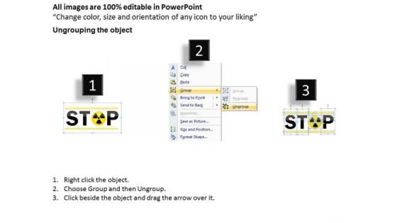 Business Diagram Warning Sign For Nuclear Power With Stop Sign Presentation Template