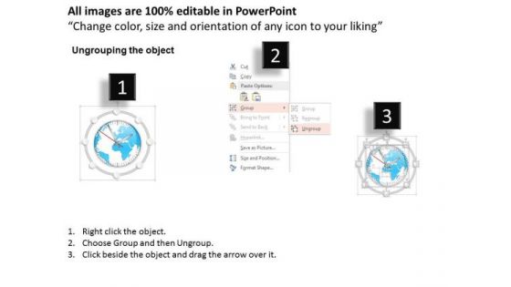 Business Diagram World Clock With Globe Inside Image Presentation Template