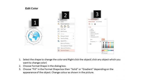Business Diagram World Clock With Globe Map Center Presentation Template