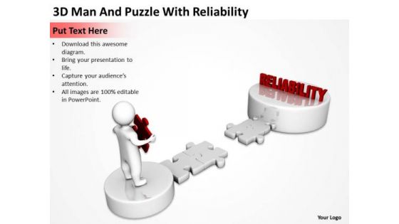 Business Diagrams Templates 3d Man And Puzzle With Reliability PowerPoint