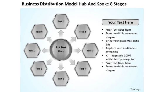 Business Distribution Model Hub And Spoke 8 Stages Ppt Plan Download PowerPoint Slides