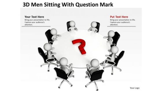 Business Entity Diagram 3d Men Sitting With Question Mark PowerPoint Slides