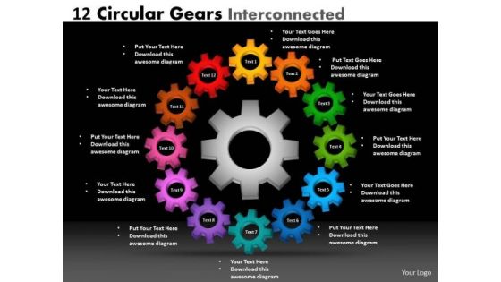 Business Finance Strategy Development 12 Circular Gears Interconnected Strategy Diagram