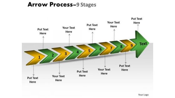 Business Finance Strategy Development 3d Arrow Process 9 Stages Business Diagram