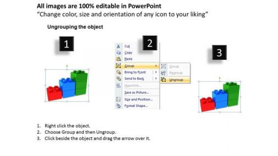 Business Finance Strategy Development 3d Lego Blocks 3 Step Business Cycle Diagram